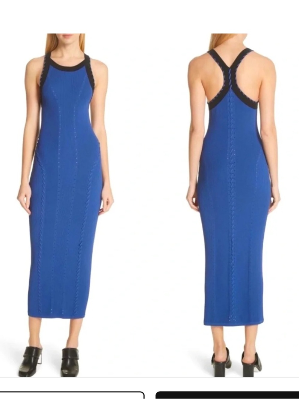 Rag and Bone Brandy Midi Dress Royal Blue Black Bodycon XS